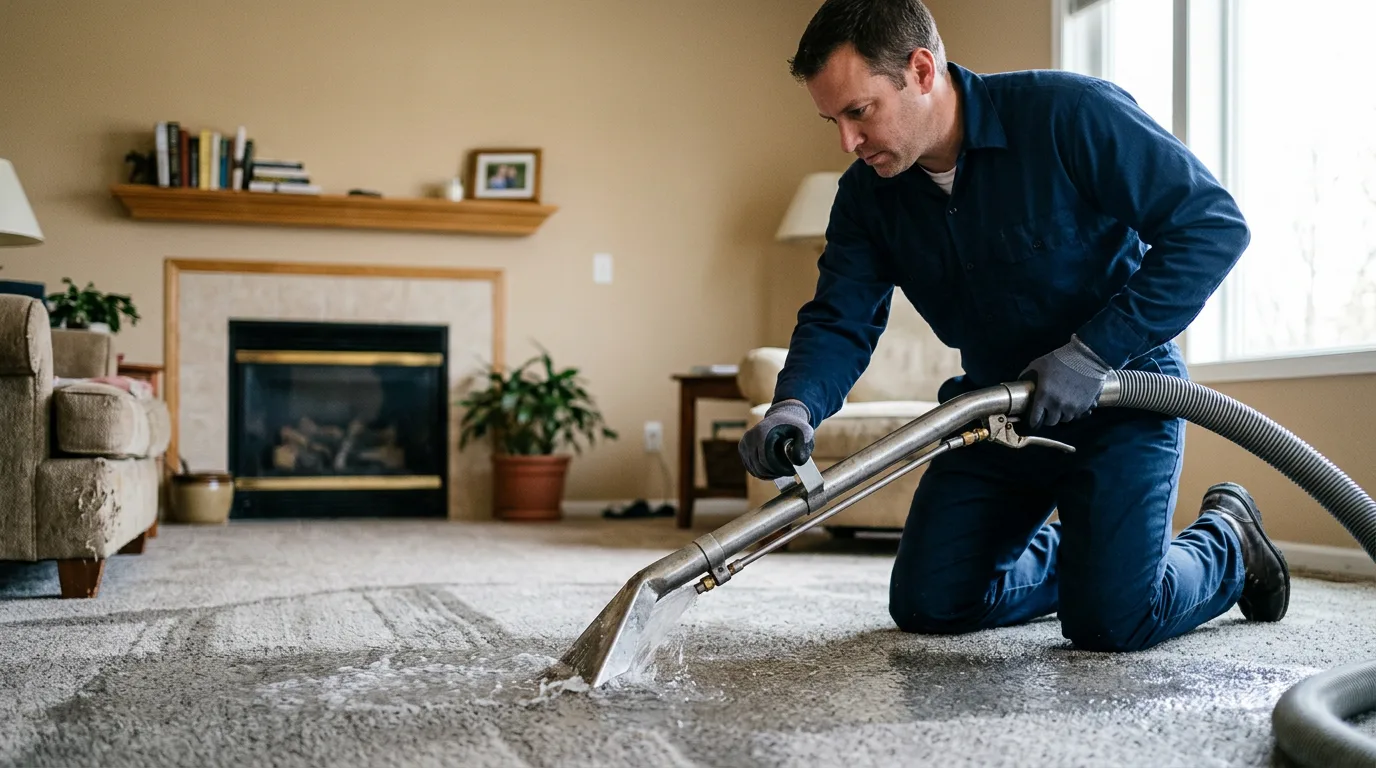 Water damage restoration technician working near Travis Afb, CA